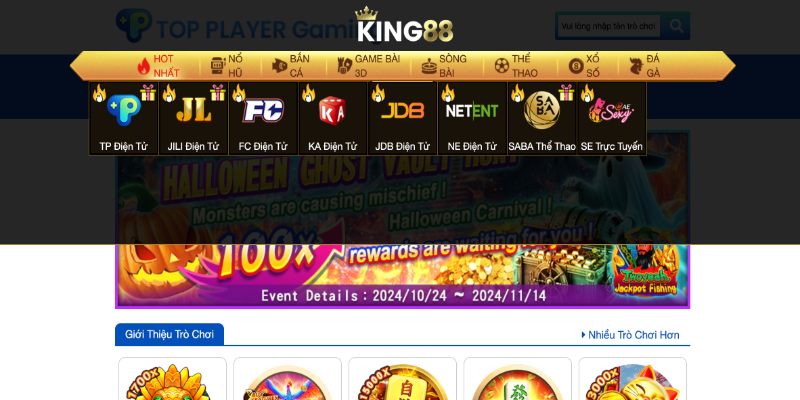 Sảnh slot game King88 kết hợp cùng nhiều nhà phát hành